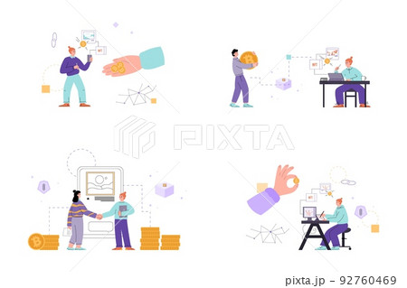 NFT token technology of crypto finance set, flat vector illustration isolated. 92760469