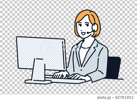 呼叫中心女人矢量圖素材 92761052