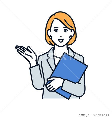 案内をするスーツの女性のベクターイラスト素材 案内をするスーツの女性のベクターイラスト素材 92761243