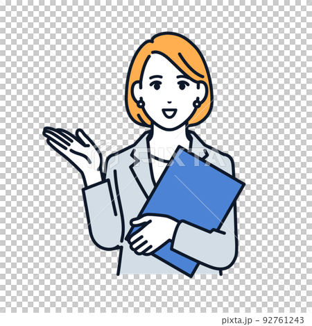 一個穿著西裝的女人的矢量圖解材料 92761243