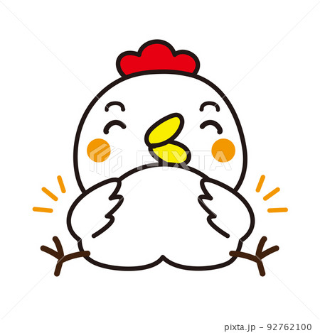 ゆるいニワトリのキャラクターイラスト素材 92762100