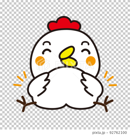 ゆるいニワトリのキャラクターイラスト素材 92762100