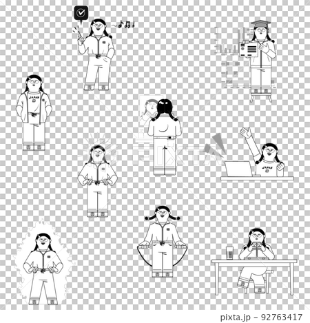 女性的生活方式插圖 set_monochrome 92763417