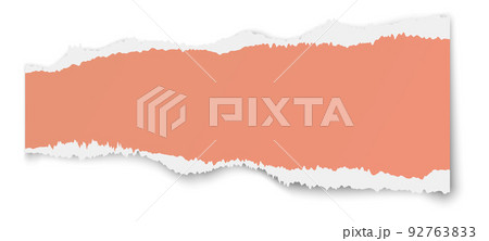 Ripped red paper piece. Realistic torn edge 92763833