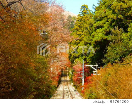 筑波山ロープウェー 紅葉の景色 筑波山ロープウェー 紅葉の景色 92764200