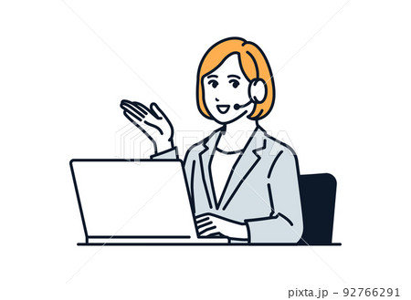 コールセンターの女性のベクターイラスト素材 コールセンターの女性のベクターイラスト素材 92766291