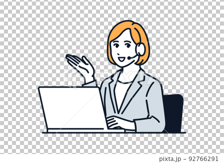 コールセンターの女性のベクターイラスト素材 コールセンターの女性のベクターイラスト素材 92766291