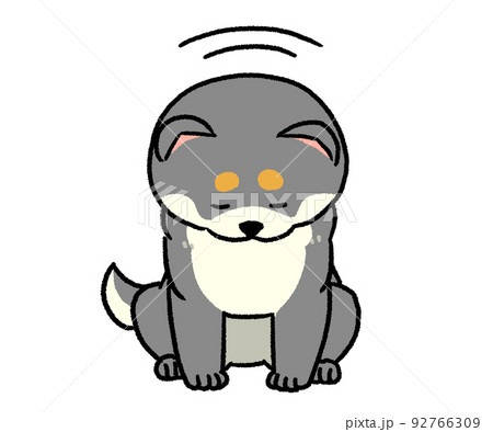 お辞儀してい黒い柴犬 お辞儀してい黒い柴犬 92766309
