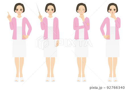 働く女性イラストセット　全身　看護師 92766340