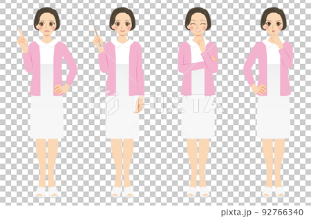 働く女性イラストセット　全身　看護師 92766340