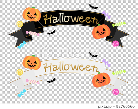 Halloween ribbon 2 types set Handwritten characters Halloween ribbon 2 types set Handwritten characters 92766560