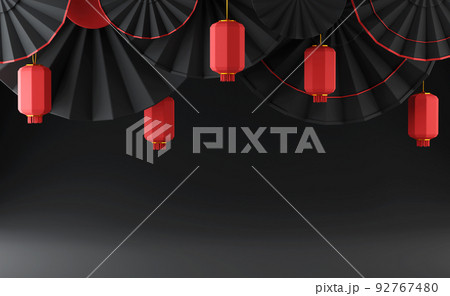 Chinese black luxury background with pedestal, podium, round stage Chinese black luxury background with pedestal, podium, round stage 92767480