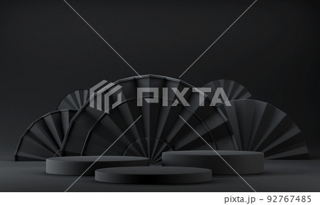 Chinese black luxury background with pedestal, podium, round stage 92767485