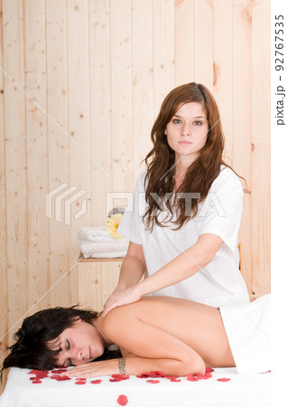 woman having bodycare in a spa or sauna 92767535