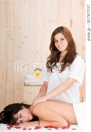 woman having bodycare in a spa or sauna woman having bodycare in a spa or sauna 92767537