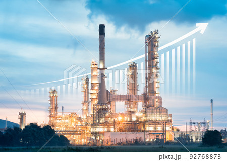 Oil gas refinery or petrochemical plant and increase concept. Oil gas refinery or petrochemical plant and increase concept. 92768873