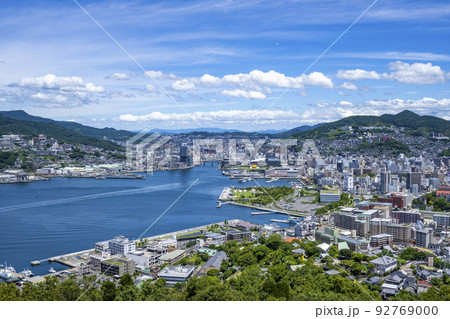 長崎県 長崎市の街並み 鍋冠山からの眺め 長崎県 長崎市の街並み 鍋冠山からの眺め 92769000