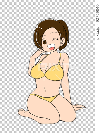 笑顔のビキニの女性のイラスト素材 [92769040] - PIXTA