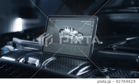 Aerodynamic test interface on digital tablet screen 92769829