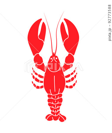 Crayfish silhouette. Fresh lobster seafood hand drawn illustration. Red swamp crawfish icon 92773588
