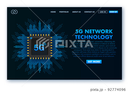 5g network technology. Wireless mobile telecommunication service concept. Marketing website landing template. Vector illustration 92774096