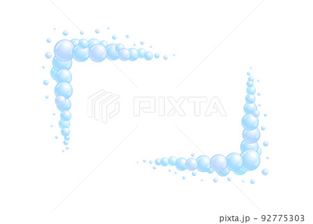 Soap bubble frame. Foam boarder. Blue suds...のイラスト素材 [92775303] - PIXTA