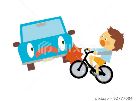自転車に乗った人と自動車の衝突事故 92777004