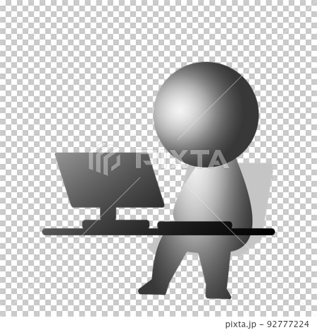 3D style person silhouette during remote work 3D style person silhouette during remote work 92777224
