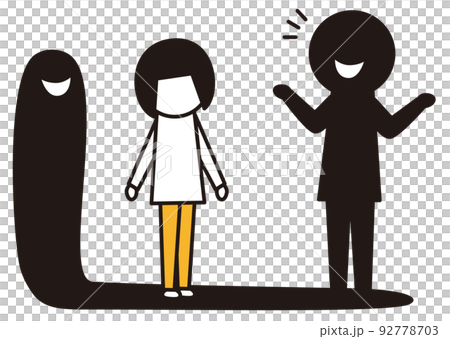 洗脳される女性_線画イラスト_黒と黄色 92778703