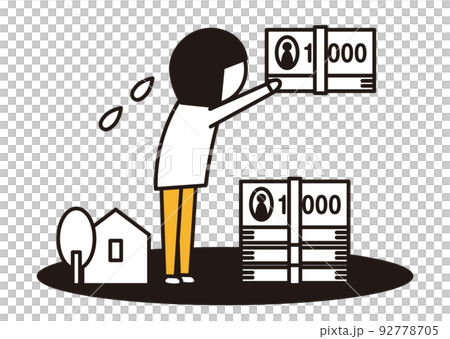 woman offering money and house 92778705