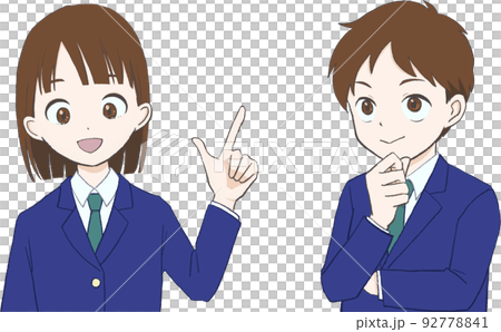 笑顔の男女生徒のイラストのイラスト素材 [92778841] - PIXTA