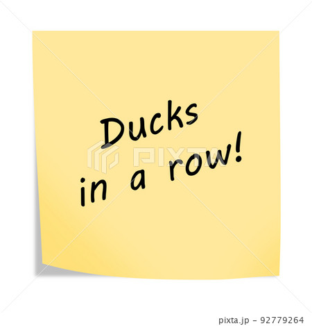 Ducks in a row 3d illustration post note reminder on white with clipping path 92779264