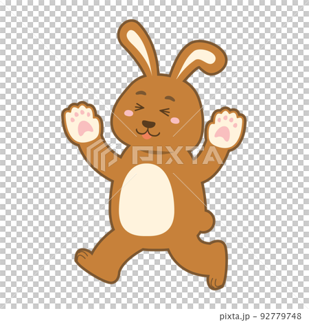 Happy rabbit (brown) 2023 - Stock Illustration [92779748] - PIXTA