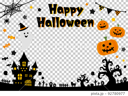 ハロウィンのかわいいポスターフレーム／A判／横／白 92780977