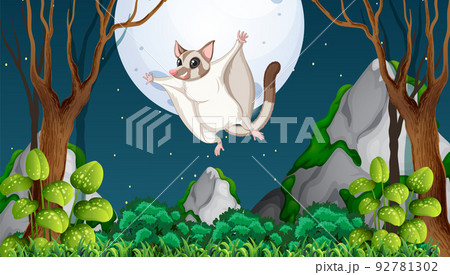 Scene with sugar glider in forest 92781302
