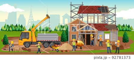 Building construction site background 92781373