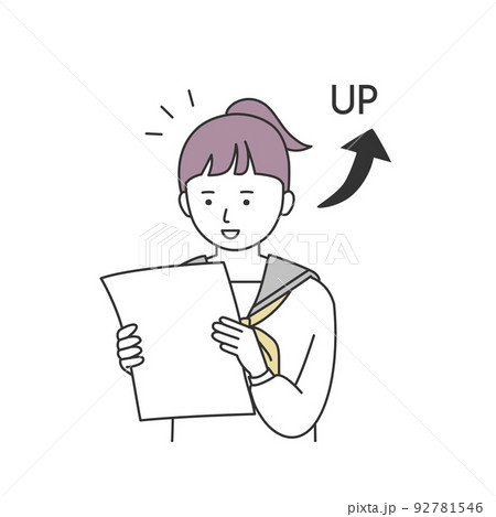 成績がアップした女子学生のイラスト 92781546