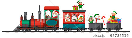 Santa and christmas elves on the train Santa and christmas elves on the train 92782536