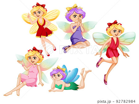 A set of lovely fairy on white background A set of lovely fairy on white background 92782984