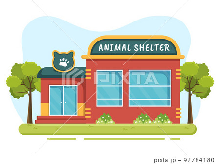 Animal Shelter House Cartoon Illustration...のイラスト素材 [92784180] - PIXTA