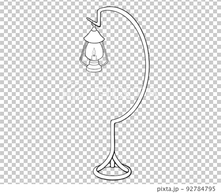 掛在架子上的復古燈籠的線條畫插圖 掛在架子上的復古燈籠的線條畫插圖 92784795