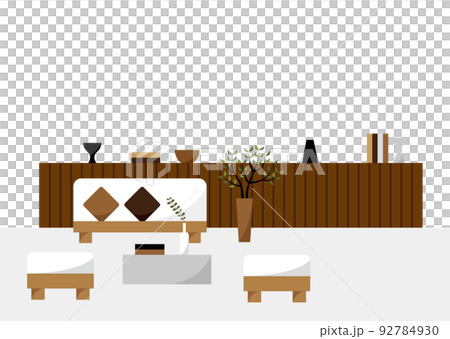 横長のカウンターと白いソファーセットのイラスト 92784930