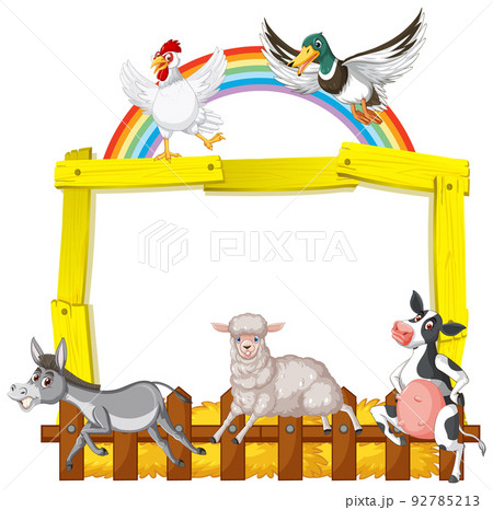 Sign board with animal farm on white background Sign board with animal farm on white background 92785213