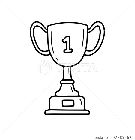 Hand drawn winner trophy isolated on white background. Sport winner prize sketch doodle illustration. 92785262
