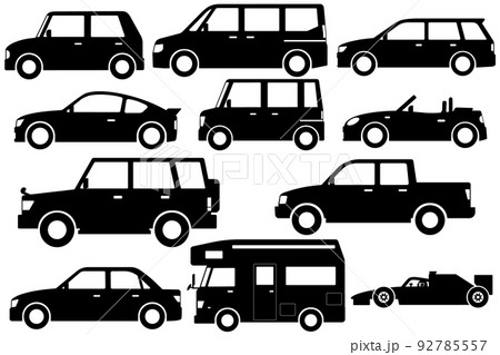 いろんな車　白黒シルエット 92785557