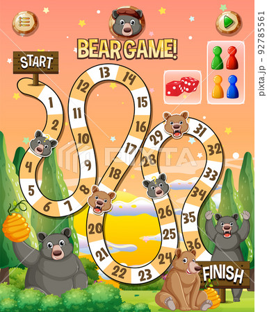 A snake ladder bear game template A snake ladder bear game template 92785561