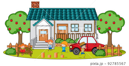 Doodle house cartoon design 92785567