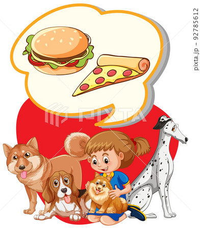 Girl and many dogs Girl and many dogs 92785612