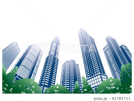 高層ビルが立ち並ぶ都市景観のイラスト. 92785711