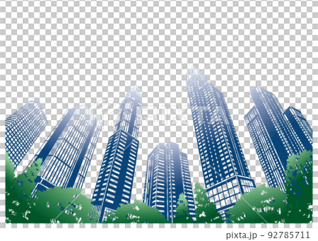 高層ビルが立ち並ぶ都市景観のイラスト. 92785711